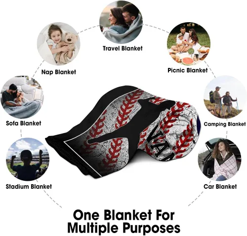 Miniatura 6 de TEEMAN Manta de béisbol personalizada para niño, regalos de noche de béisbol para adultos mayores 2024, manta de bandera estadounidense, regalos