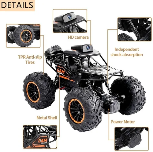 Miniatura 3 de Auto a control remoto 1:18 con cámara, aleación de alta velocidad, camión todoterreno de carreras rápidas, vehículo eléctrico de juguete para niños