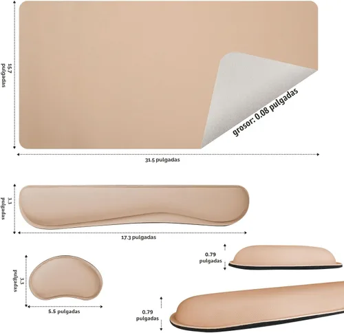 Miniatura 4 de Bloss Almohadilla de escritorio de cuero y reposamuñecas para teclado, alfombrilla grande para mouse + almohadilla para teclado + soporte de muñeca