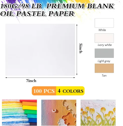 Miniatura 2 de Ctosree 100 hojas de papel pastel al óleo de 180 GSM, papel de dibujo pastel, papel de pintura de tono neutro para medios secos, óleo, lápiz pastel