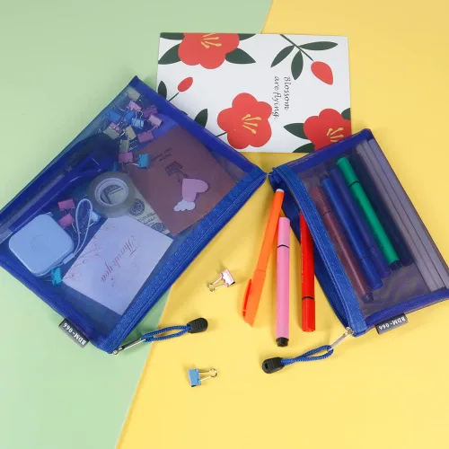 Miniatura 6 de HRX Package - Bolsas de cosméticos de malla de nailon con cremallera, 6 unidades, azul real, organizador de maquillaje para viaje, bolso de pañales