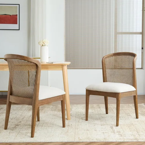 Miniatura 12 de Christopher Knight Home Lilia - Juego de 2 sillas de comedor, silla de comedor moderna con tapicería de tela, sillas de cocina con marco de madera