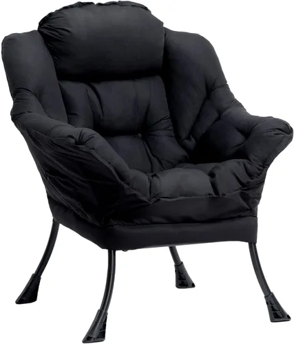 Miniatura 33 de HollyHOME - Silla perezosa con reposabrazos y bolsillo lateral, cómoda silla de sala de acento, sofá de ocio para sala de estar, recámara