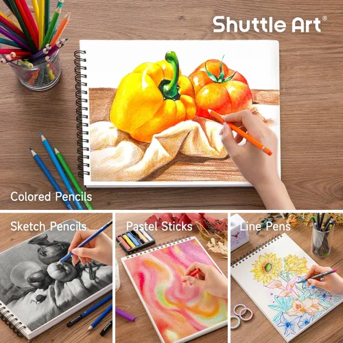 Miniatura 8 de Shuttle Art Kit de dibujo y bloc de bocetos, juego de 123 lápices de arte + 160 hojas de bloc de bocetos