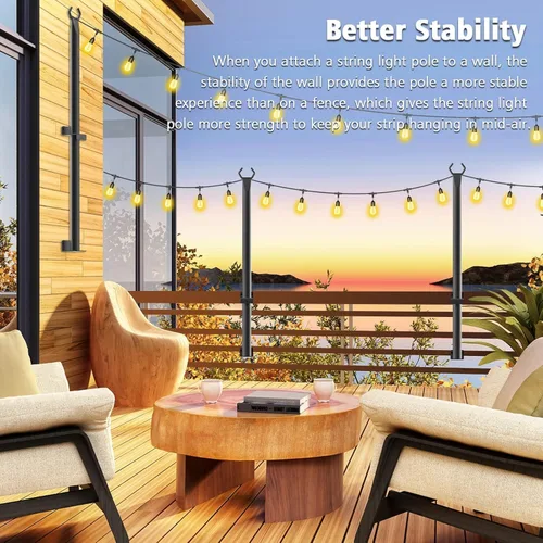 Miniatura 4 de Beizelte 4 Pack 5Ft String Light Poles,Outside String Lights,Outdoor Light Poles,Metal Poles Stand for Patio,Backyard,Deck