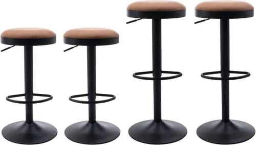 Miniatura 19 de Shunzhi Juego de 2 taburetes de bar redondos giratorios de altura de mostrador, modernos taburetes de bar ajustables, sillas de bar de pana sin