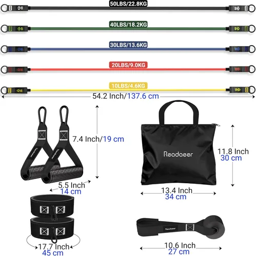 Miniatura 8 de Readaeer Resistance Bands, Exercise Bands for Working Out, Work Out Bands with Handles for Men and Women for Indoor and Outdoor Sports