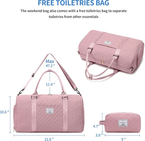 Miniatura 6 de SHOULDCAT Bolsa de lona de gimnasio para mujer, bonita bolsa de viaje para fin de semana, bolsa de lona para la noche, bolsa de hospital