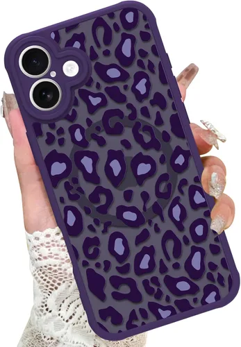 Miniatura 41 de KANGHAR - Funda para iPhone 11 [Compatible con Magsafe] Patrón estampado de leopardo Lindo guepardo Funda protectora magnética para niñas, mujeres