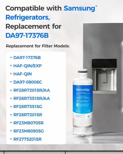 Miniatura 2 de Waterdrop DA97-17376B Reemplazo para Samsung® HAF-QIN/EXP, DA97-08006C, RF28R7201SR, RF28R7351SG, WD-F45, Filtro de agua para refrigerador, 4 Filtros