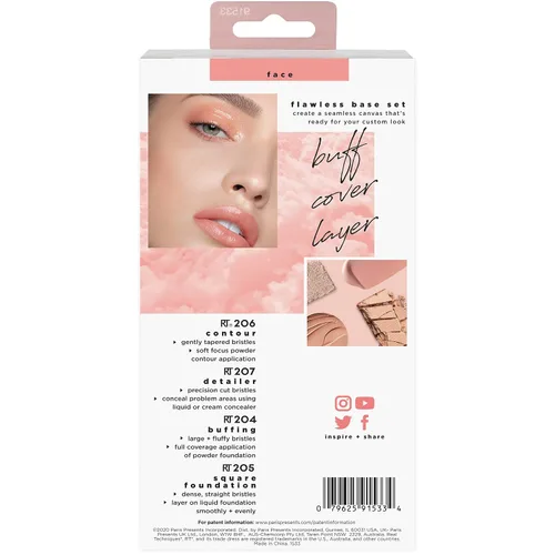 Miniatura 9 de Set de brochas de maquillaje sintéticas para una base impecable, cruelty-free, brocha para contornos, corrector, polvos y base, de Real Techniques