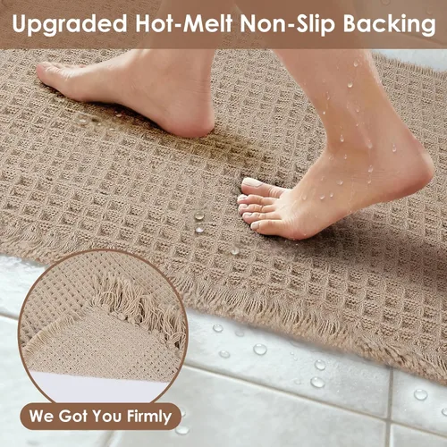 Miniatura 4 de Tapete de baño con borlas, tapete de baño con borlas, tapete de baño antideslizante para suelo de baño, tapete de baño bohemio ultra suave, tapete