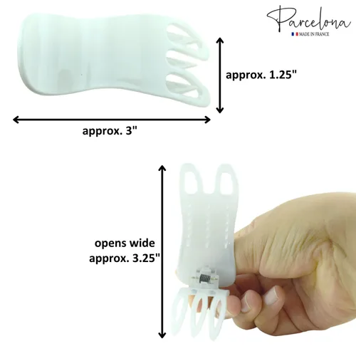 Miniatura 7 de Parcelona French Simply Bear Paw - Juego de 2 pinzas de acetato de celuloide mediano de 3 pulgadas para yoga y yoga (blanco y negro)