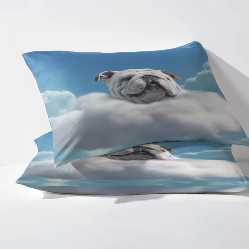 Miniatura 3 de Sábanas de bulldog francés tamaño King, sábanas de nube, sábanas y fundas de almohada estampadas de 4 piezas, sábana bajera ajustable de microfibra