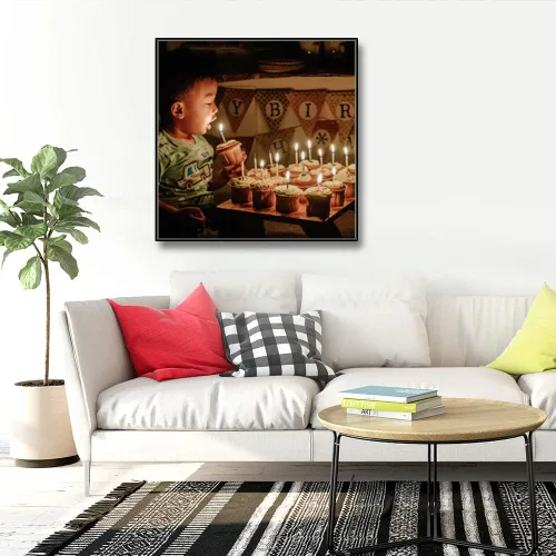 Miniatura 2 de SIGNFORD Lienzo enmarcado personalizado, arte de pared personalizado con fotos de fiesta de cumpleaños impresas digitalmente, 16 x 16 pulgadas