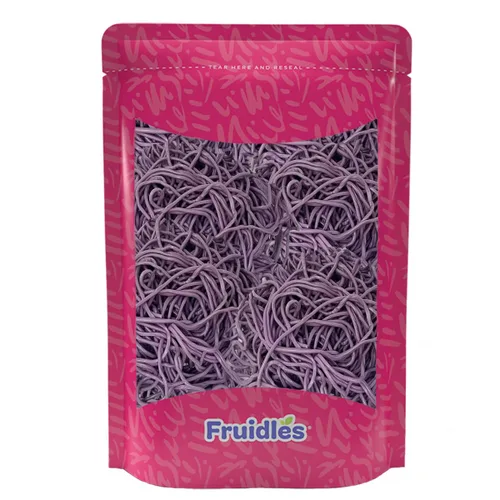 Miniatura 4 de Fruidles Cordones de regaliz, pajitas de caramelo largas, masticables suaves, sin gelatina, recuerdo de fiesta (cordones de uva, 4 libras)