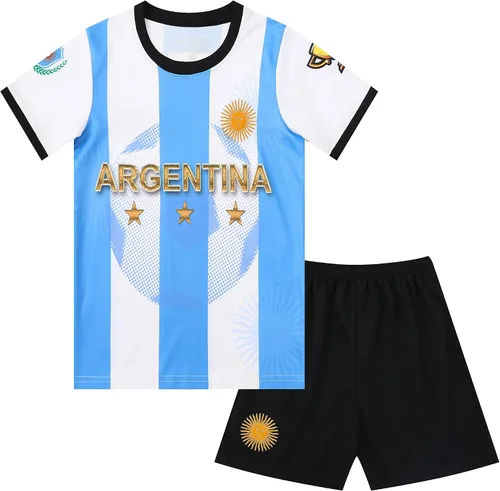 Argentina World Champions Edition Deportes Fútbol Fútbol Niños Niños Jóvenes Camiseta Conjunto