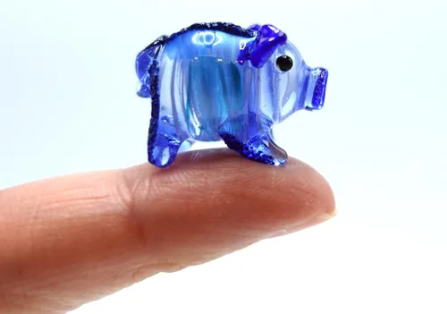Miniatura 13 de Figurita de Cerdo en Miniatura de Cristal – Figura de Animal de Cristal Soplado Hecha a Mano – Linda Escultura de Cerdo Coleccionable – Decoración