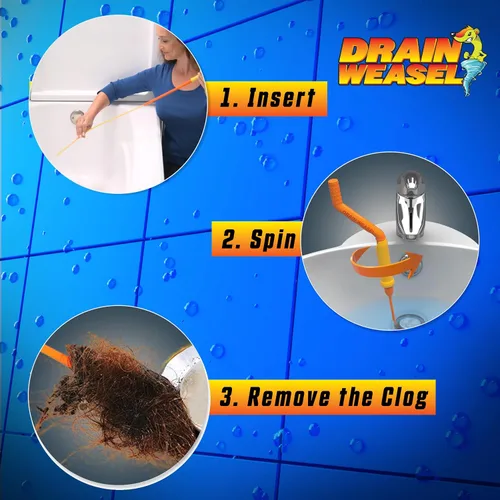 Miniatura 4 de FlexiSnake Herramienta para eliminar obstrucciones de pelo de serpiente, comadreja de drenaje, tubería, baño, limpiador de drenaje de bañera, 30