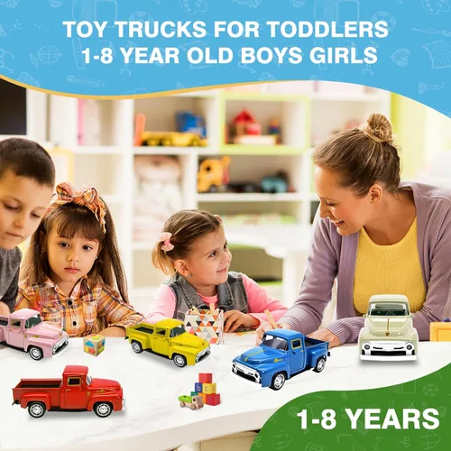 Miniatura 6 de Camión de juguete beige pequeño para niños pequeños de 2, 3, 4, 5, 6, 7, 8 años niños y niñas, coche de juguete de aleación 1:32 para niños pequeños
