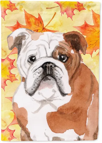 Caroline's Treasures BB9521GF - Bandera decorativa para jardín, diseño de bulldog inglés, para jardín, jardín, jardín, multicolor Fall Leaves