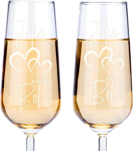 Miniatura 14 de Copas de champán personalizadas para boda, copas de brindis Love Birds para novia y novio, juego de 2