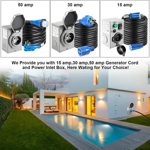 Miniatura 8 de Cable de generador de 30 amperios y caja de entrada de energía, cables de generador de 30 amperios de 4.5 metros, cable de alimentación de generador