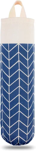Dispensador de bolsas de comestibles de lona, organizador de almacenamiento de bolsas de basura para compras de montaje en pared (azul clásico)