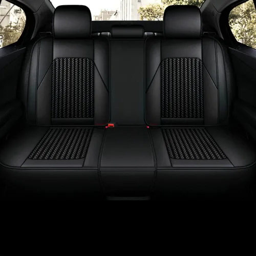 Miniatura 3 de Juego completo de fundas de asiento de automóvil de lujo adecuadas para Sandero Stepway Ice Silk Weaving y cuero CrCushion 5 asientos (negro)