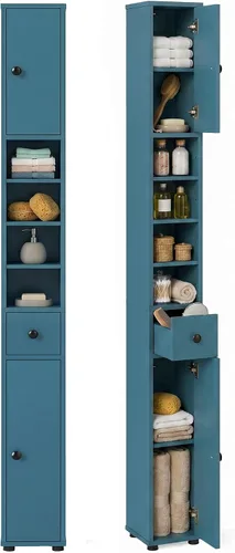 Miniatura 15 de Giantex Gabinete de Almacenamiento Delgado para Baño - Gabinete de Piso Estrecho y Alto de 71 pulgadas con 2 Puertas, 5 Estantes Ajustables, 1