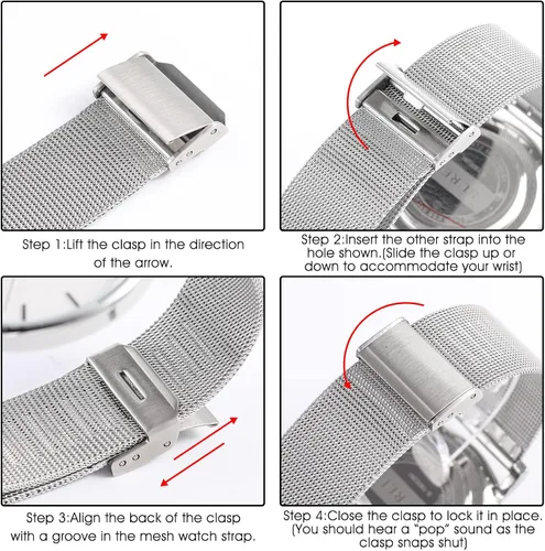 Miniatura 4 de BUREI - Reloj de pulsera analógico para hombre con fecha, extensible de malla de acero inoxidable
