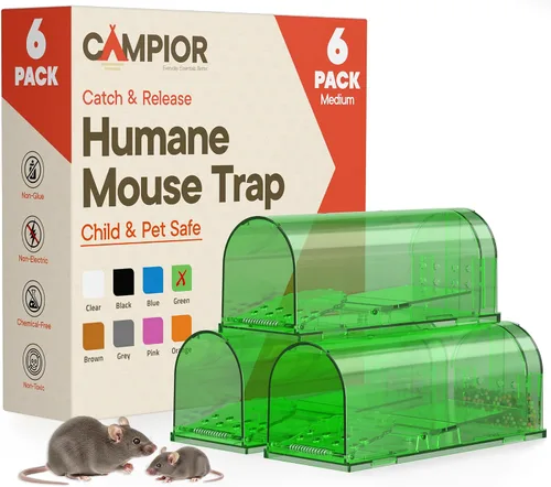 Miniatura 10 de Campior Humane - Trampa para ratones, paquete de 1, trampas para ratones vivos para atrapar y liberar para interiores y exteriores, segura