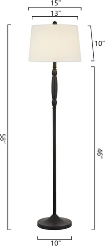 Miniatura 8 de Maxax Juego de 3 lámparas de mesa y lámpara de pie, lámparas tradicionales con pantalla de tela de lino blanco para sala de estar, dormitorio, sala
