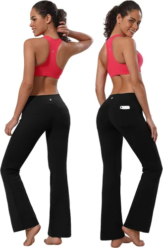 Miniatura 4 de BUBBLELIME - Pantalones deportivos de yoga para mujer con control de abdomen y 3 estilos básicos, piernas rectas más anchas en los tobillos