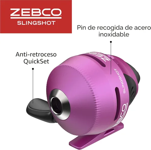 Miniatura 4 de Zebco Slingshot Spincast carrete y caña de pescar, caña de pescar de 2 piezas, recuperación a mano derecha, pre-recolectado con línea Zebco de 10