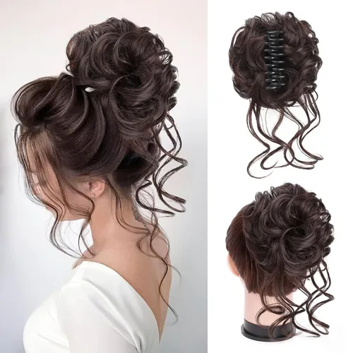 Miniatura 15 de Extensiones de moño grandes y desordenadas para mujer, onduladas, rizadas, extensiones de moño falso, extensiones de cola de caballo para recoger