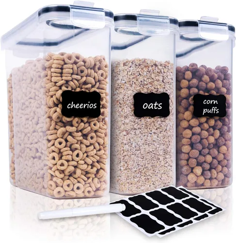FOOYOO Juego de recipientes para cereales – 3 piezas herméticas grandes para cereales secos (135.2 onzas), dispensador sin BPA, recipientes de