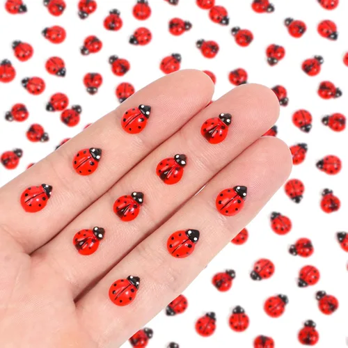 200 piezas de mini mariquita de resina decorativa, mini mariquita para manualidades, miniaturas de casa de muñecas, mini cosas de resina, animales