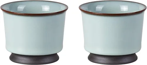 Miniatura 8 de Juego de 2 tazas de té pequeñas de porcelana de 4.2 onzas, juego de tazas de té japonesas moradas, tazas de té de cerámica para el hogar, fiesta