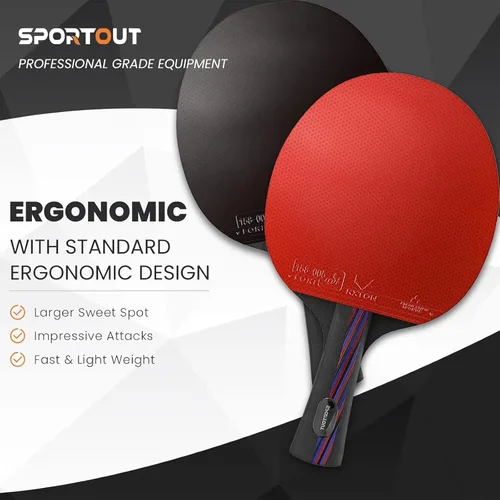 Miniatura 3 de Sportout Juegos de palas de ping pong, remo de tenis de mesa portátil con estuche de almacenamiento, raqueta de tenis de mesa premium