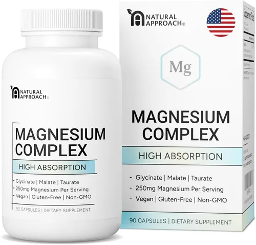 Complejo de Magnesio de Alta Absorción con Glicinato, Malato y Taurato - Suplemento Premium de Magnesio para el Sueño, Relajación, Calambres en las