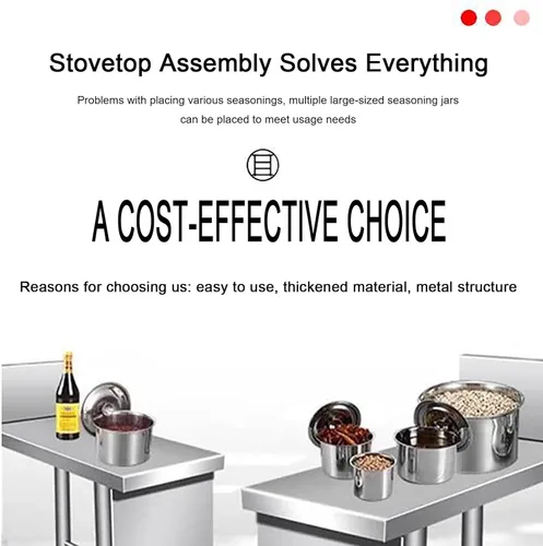 Miniatura 3 de Mesa de trabajo de cocina comercial de acero inoxidable, mesa auxiliar de barbacoa, mesas de metal, contador de condimentos con estante inferior