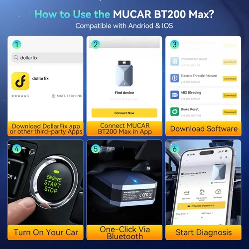 Miniatura 9 de MUCAR Actualización de por vida Bluetooth del escáner OBD2 asistido por AI, BT200 MAX compatible con ELM327, todos los sistemas OBD2 herramienta