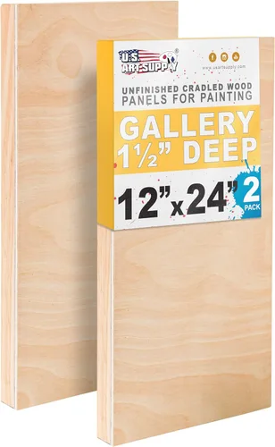 Miniatura 12 de U.S. Art Supply Paneles de madera acunados sin terminar de 6 x 24 pulgadas para pintura, galería de 1-1/2 pulgadas de profundidad (paquete de 2)