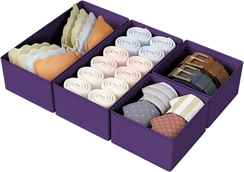 Miniatura 8 de DIMJ Organizadores de Cajones para Ropa, Juego de 4 Contenedores Organizadores para Cómoda, Organizadores de Armario de Tela y Almacenamiento
