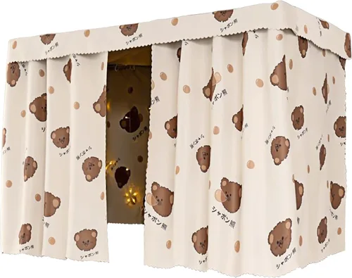 Miniatura 10 de Minache Cortina de litera para dormitorio de estudiantes, cortina opaca de dibujos animados, cortina de cama individual, sombra de privacidad, toldo