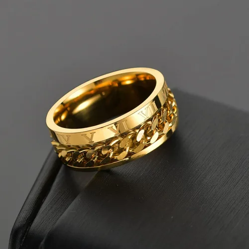 Miniatura 2 de liforlove Anillo giratorio de acero inoxidable con números romanos para aliviar el estrés, rotación, anillo para la ansiedad para hombres, mujeres