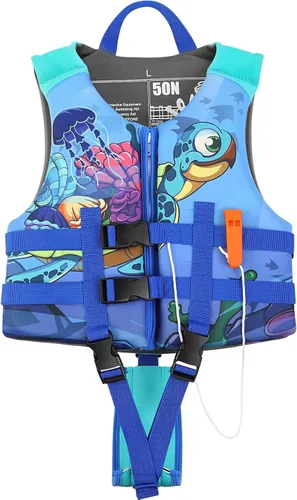 PAETAE Chaleco de natación de neopreno para niños, chaqueta de natación para niños pequeños, flotadores, ayuda a la natación para niños y niñas de 1