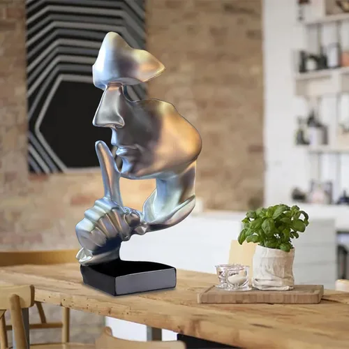 Miniatura 3 de aboxoo Estatuas abstractas El silencio es oro Objetos decorativos, estatuilla moderna y simple de resina, decoración de escritorio para piano