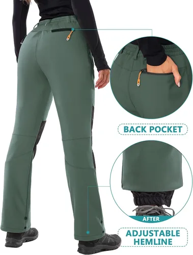 Miniatura 3 de IUGA Pantalones de nieve para mujer, impermeables, para senderismo, aislados, softshell, con forro polar, para snowboard, 4 bolsillos